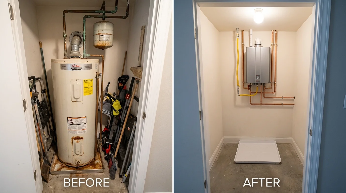 Tank water heater versus wall-mounted tankless unit comparison for Lemon Grove, CA homeowners